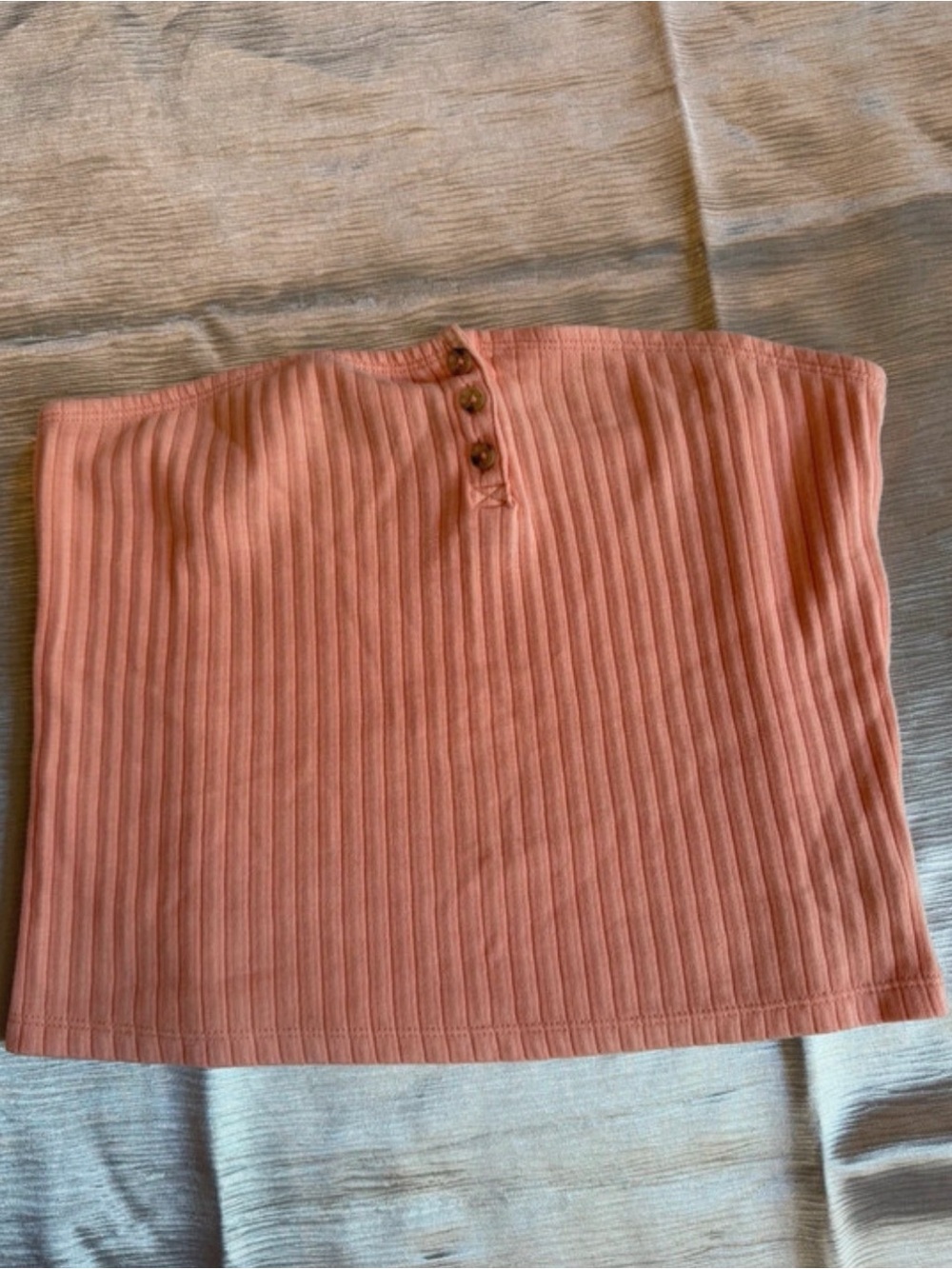 American Eagle Outfitters Ribbed Coral Pink Mini Skirt with Button Placket